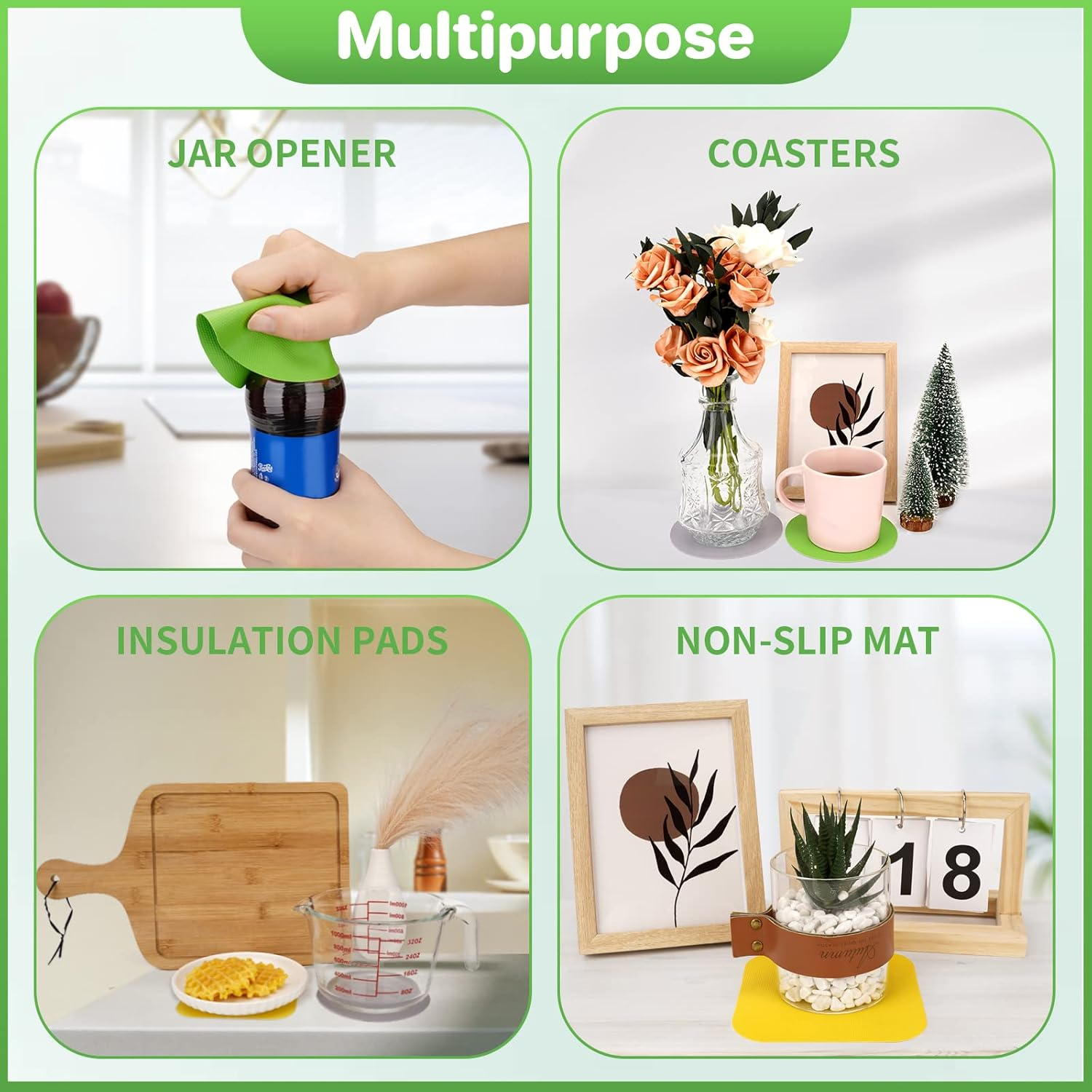 Leezmark 6 Pcs Jar Opener, Rubber Jar Grippers Multi-Function Silicone Jar Gripper Pads Bottle Lid Opener Jar Openers for Seniors with Arthritis Weak Hands (6 Colors) image number 5