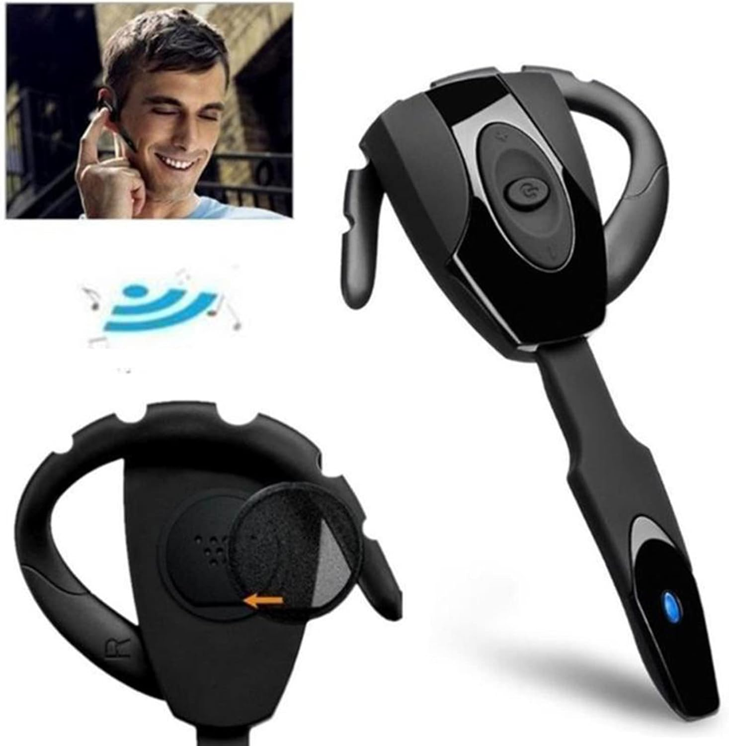 Wireless Headset, Single Ear Bluetooth Headset, HD Stereo Sound with Noise Cancellation, Ergonomic Design, USB Rechargeable, Bluetooth Headphones for Business Driving image number 6
