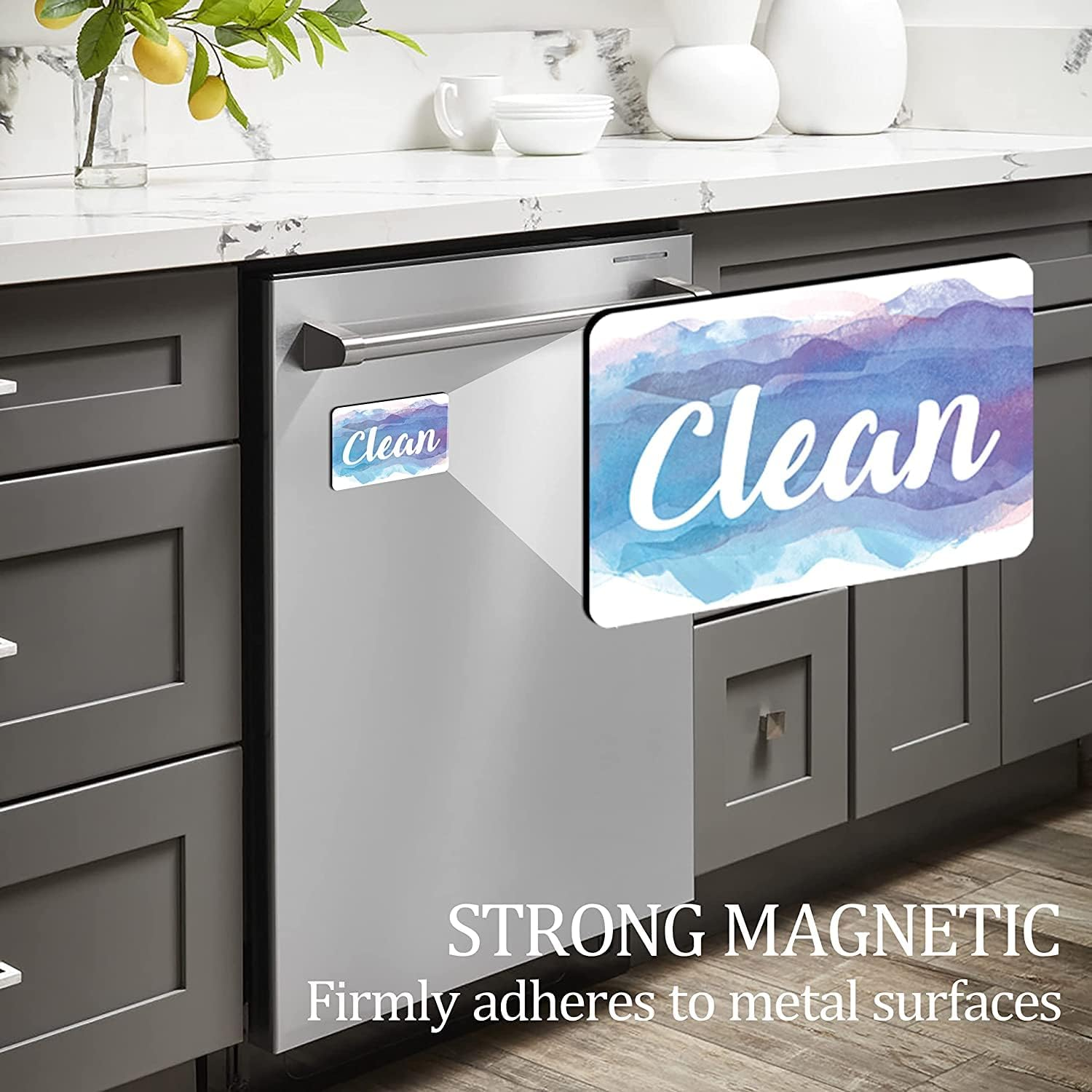 KYONANO Clean Dirty Dishwasher Magnet, Use in Any Kitchen or Laundry Room, Attractive Design, Included Double, Sided Adhesive for Non, Magnetic Dishwashers, Laundries, or Washing Machines