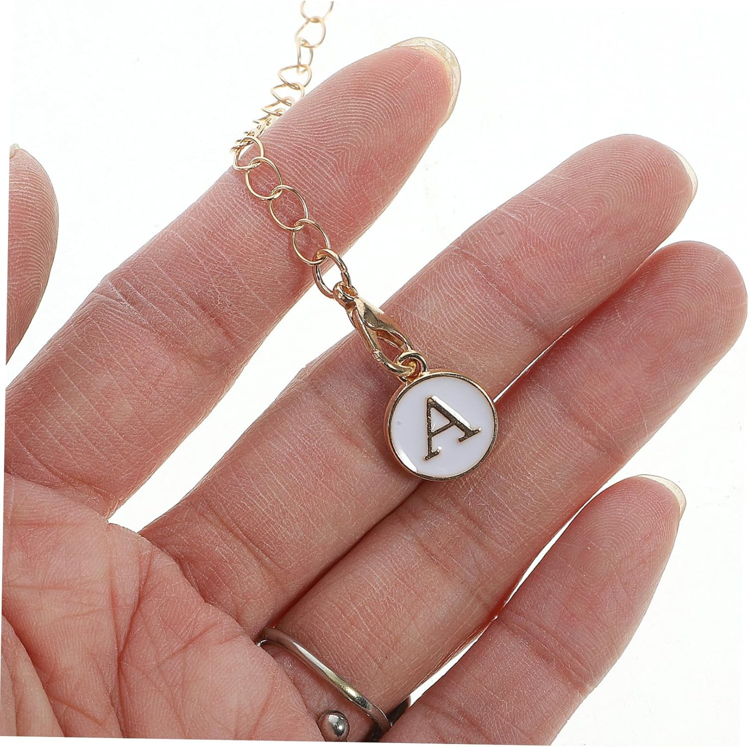 Veemoon Alloy Letter Keychain Pendant with Chain Alphabet Key Ring for Bags Back Purses Stylish Sturdy Accessory for Visibility and Everyday Use - Multi image number 5