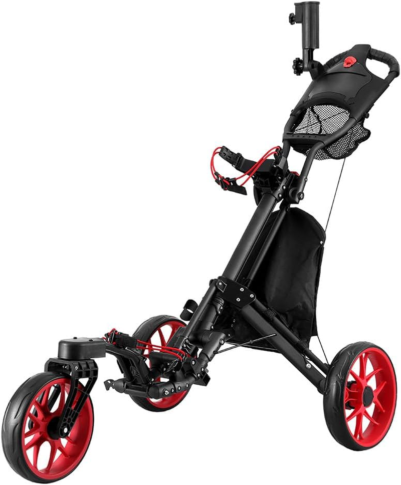 Everfit Golf Buggy Foldable Trolley Golf Cart Swivel Wheel Umbrella Bottle Stand image number 1