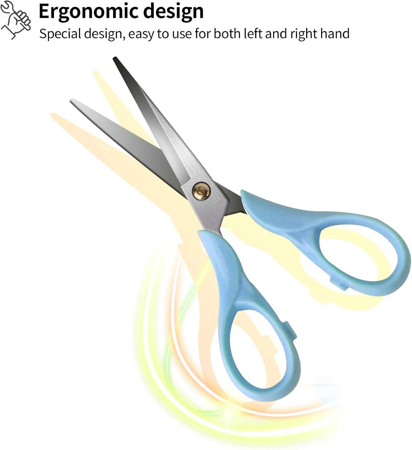 Scissors Blue, Stainless Steel Blade with Acrylic Handle, All Purpose Scissor for Office, School, Home, Fabric Shears, Tijeras image number 6