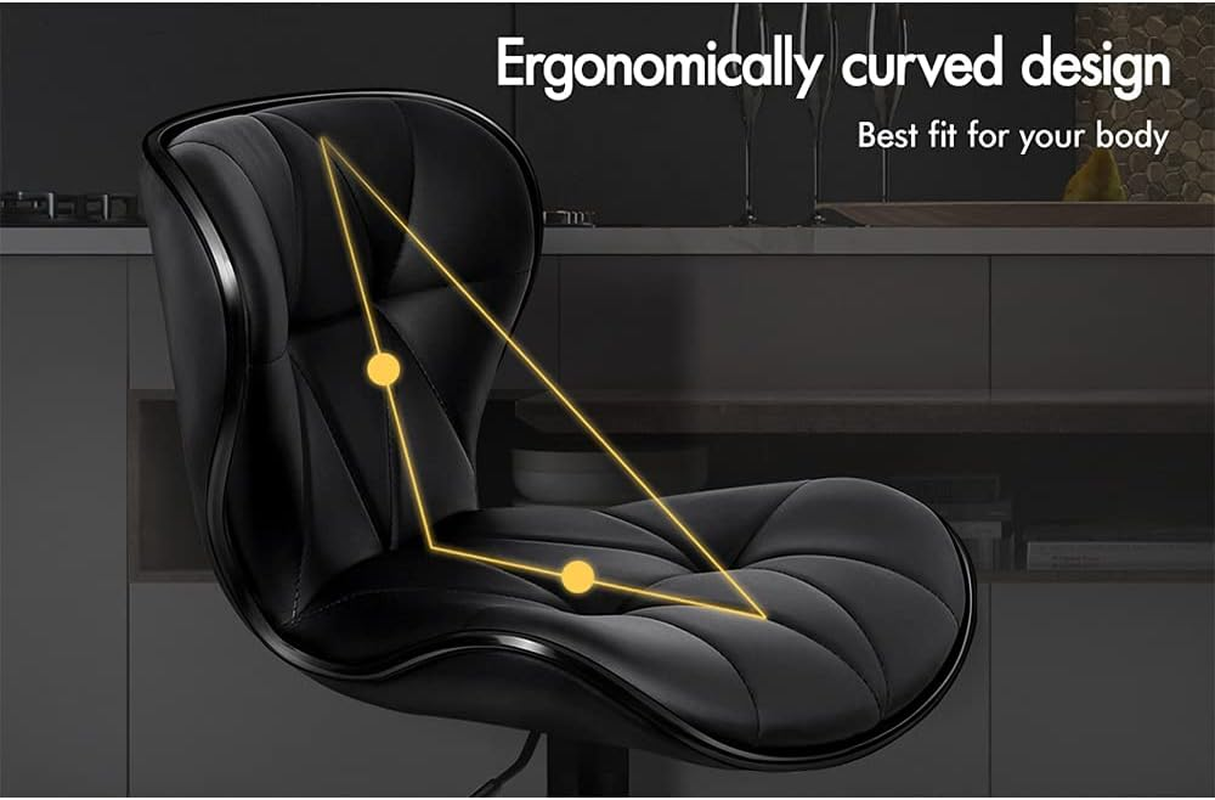 ALFORDSON Bar Stool 4Pcs Adjustable Kitchen Stools Luna Swivel Counter Barstools Dining Chair in 54-75Cm Seat Height for Home Bar Dining Room (All Black) image number 3