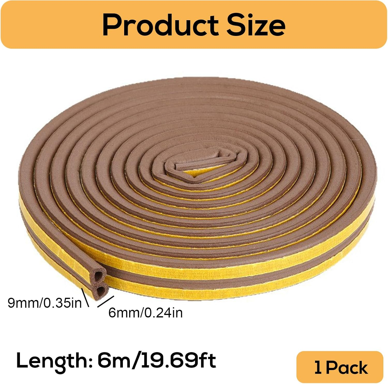 20Ft Weather Stripping Tape, Door Seal Strip & Window Seal Self-Adhesive Rubber Foam Draught Excluder for Weatherproof Sealing, Sound Insulation & Anti-Collision (White)