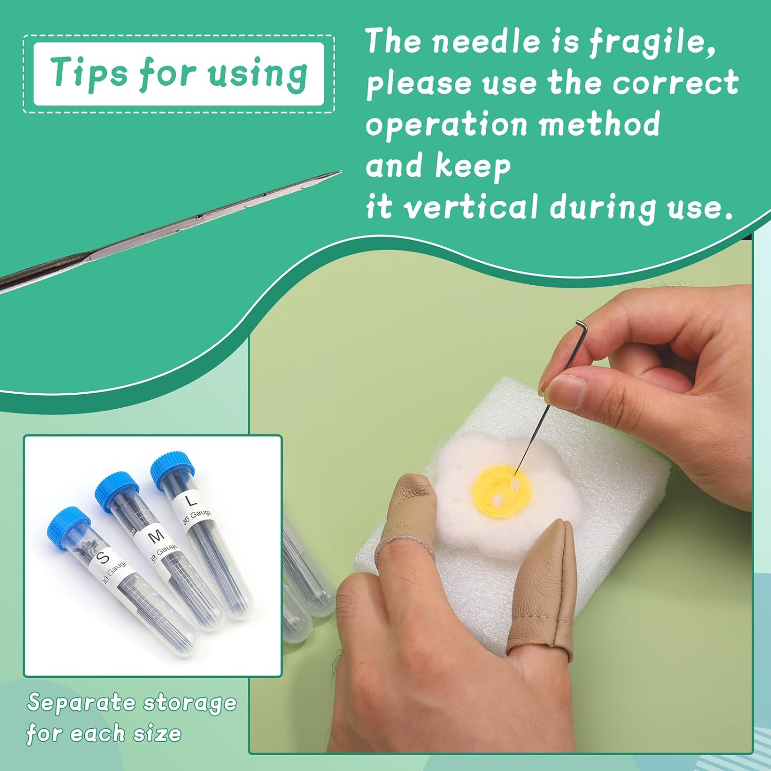 Mayboos Needle Felting Kit, Wool Roving 20 Colors Set, Wool Felting Kit Felt Molds with Portable Storage Box for DIY Craft Home Decoration Gift (Green Bag) image number 6