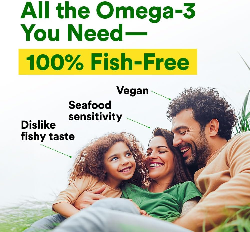 LABO Nutrition Vegan Omega 3 Algae Oil - Plant Based Fish Oil Alternative 750Mg Omega-3 500Mg DHA & 200Mg EPA - Non-Gmo & IAOS Certified - Heart, Brain, Eye, Immune, Joint Support 120 Softgels image number 2