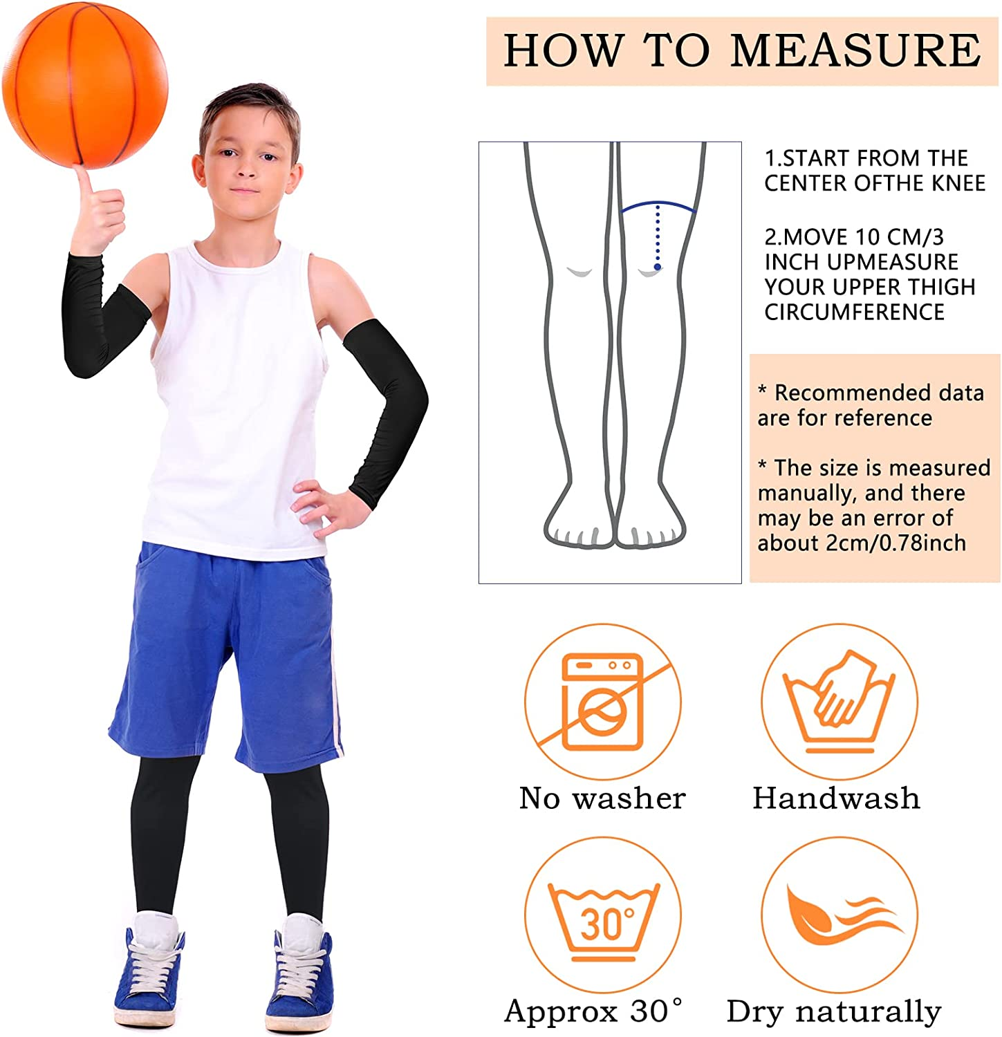 Geyoga 4 Pairs Kids Leg Sleeves Compression and Arm Sleeves Youth Leg Sleeves Arm Wraps for Cycling Basketball Sports image number 3