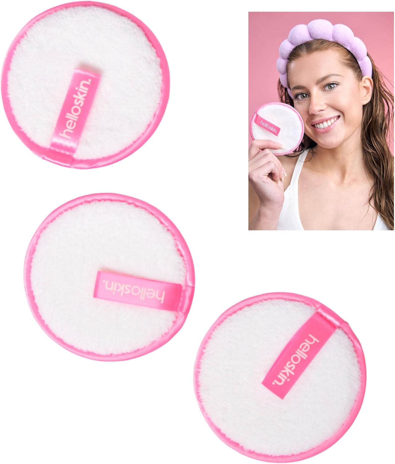 Helloskin Makeup Remover Puffs (3 PACK) | Dual-Sided Reusable Makeup Remover & Exfoliating Pads | Eco-Friendly Face Scrubber for Women | Skincare Puffs for All Skin Types | Gentle & Effective image number 6