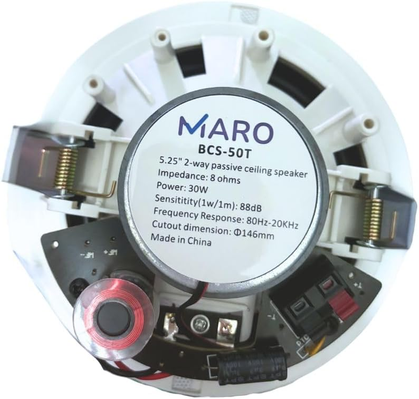 Maro Passive Bluetooth Ceiling Speaker, 5.25 Inches in Wall Add-On Speaker for BCS-50T System Only, 1 Passive Speaker