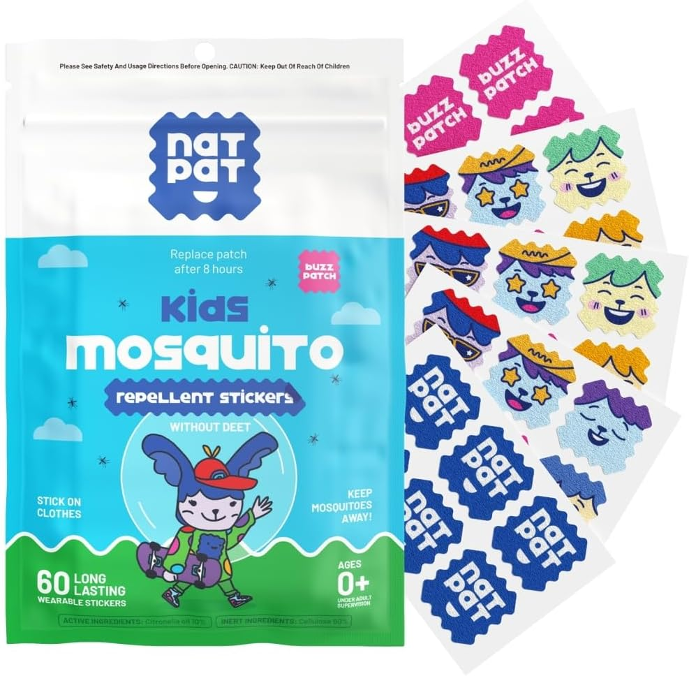 NATPAT Buzz Patch Mosquito Patch Stickers for Kids - Plant Based Ingredients, Non-Toxic - the Original All Natural Citronella Essential Oil Insect Patch, DEET Free, for Toddlers, Kids (60 Pack) image number 6
