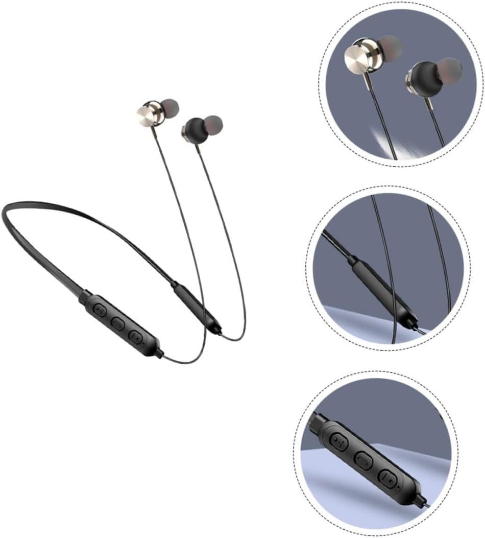 GARIOUANS Waterproof Wireless Headset Neck Hanging Earphone Stereo Sports Earpiece with Magnetic Neckband for Active Users Black image number 6