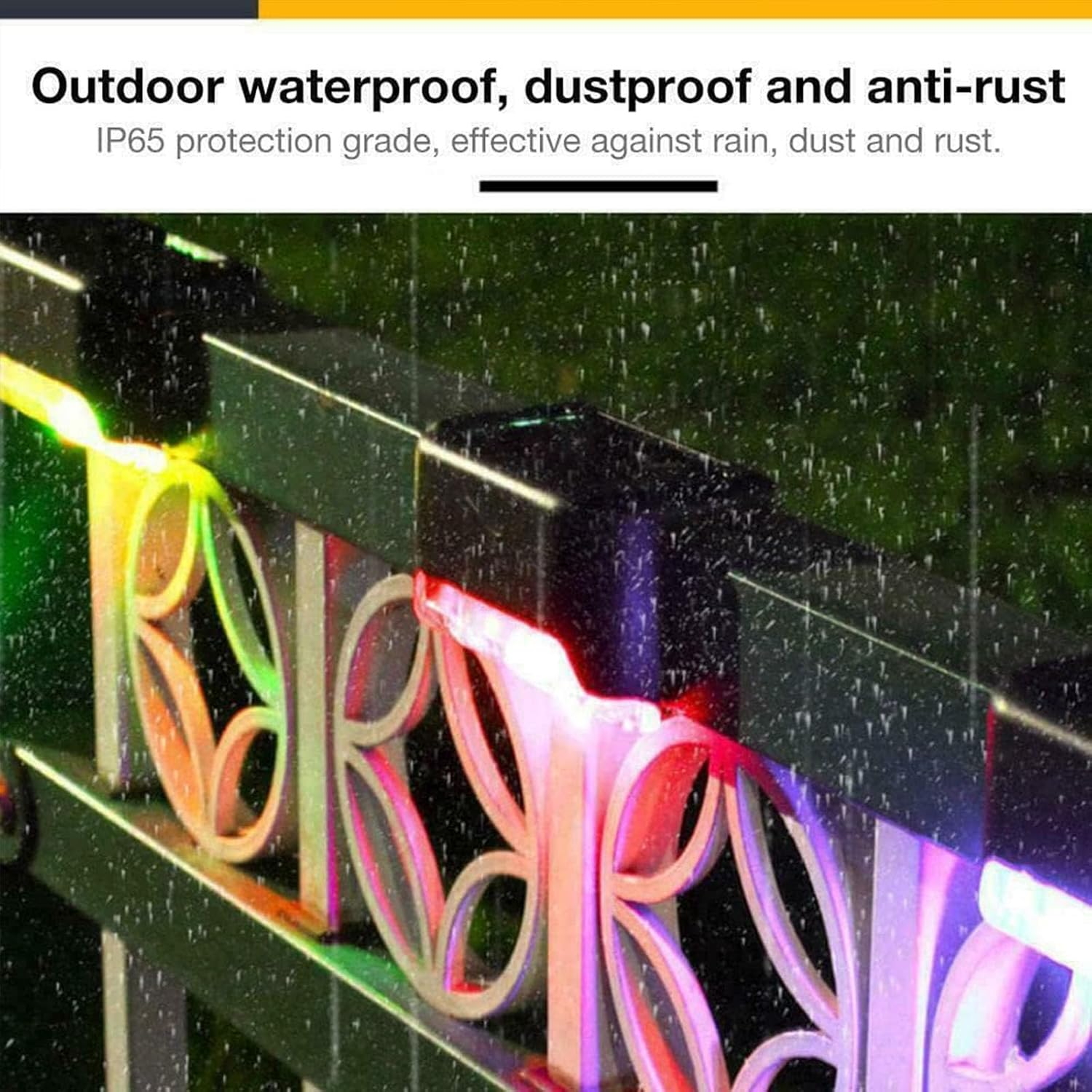 10 Pcs Solar Deck Lights, LED Waterproof LED Solar Step Lights Lamp Outdoor Lighting for Stair, Deck, Patio, Yard, Pathway, Fences, Driveway and Porch Railing (Color Light) - Color image number 4