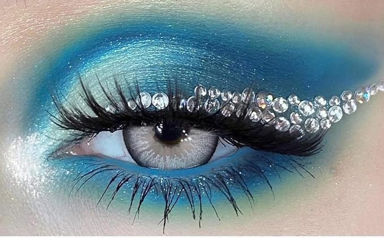 Rebel Tattoos Self-Adhesive Euphoria Eye Hair Face Gems Jewels Rhinestones, Waterproof Reusable Face Jewels Stick for Women Makeup, Violet Crystal Transfer Tattoo for Festival Party (Eyeliners) image number 3