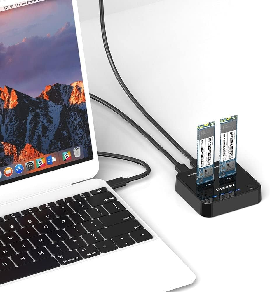 Simplecom SD550 USB 3.2 Gen2 to Dual Bay Nvme M.2 SSD Docking Station Duplicator Offline Clone