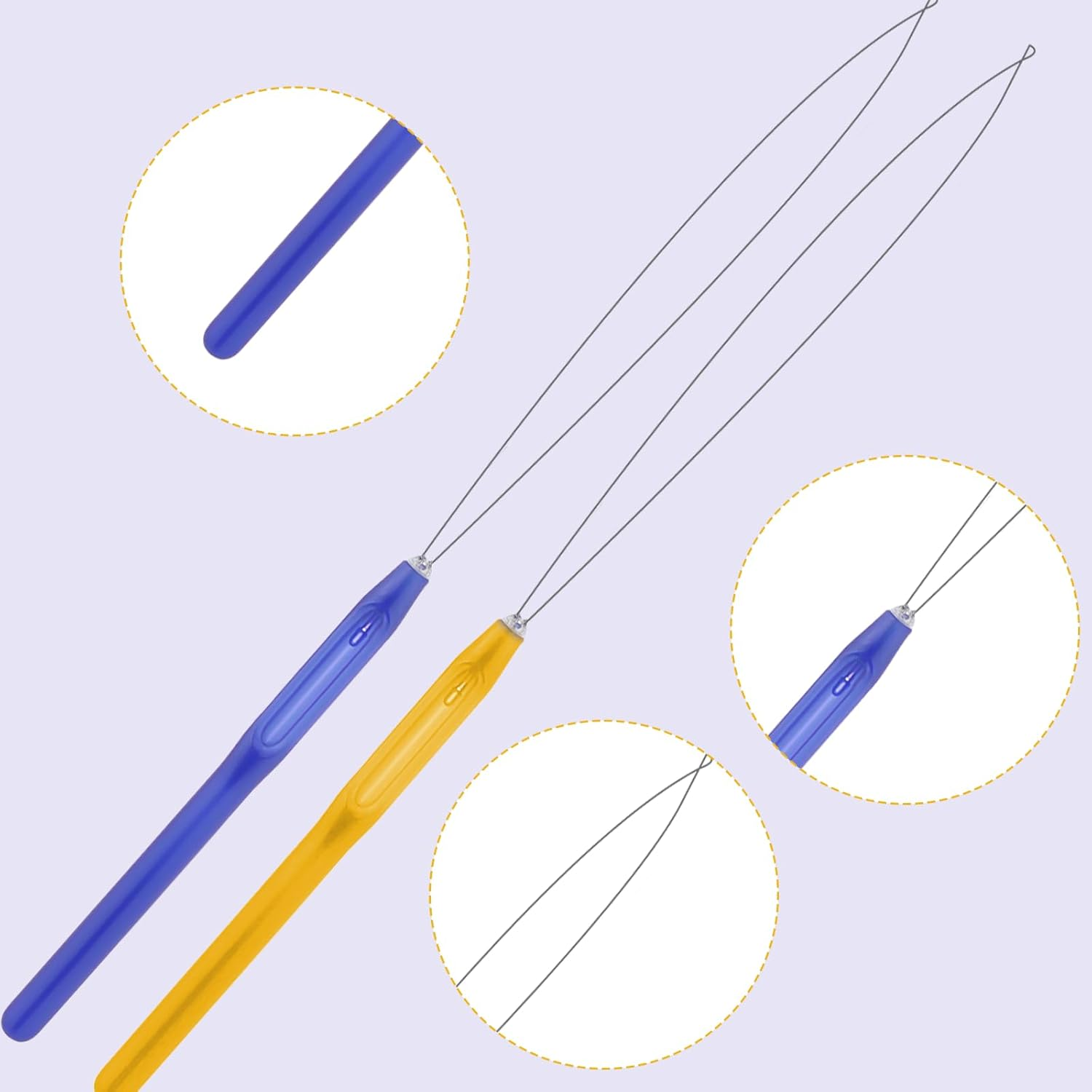 10 Pieces Hair Extension Loop Needles Plastic Handle Hair Extension Tools Hair Bead Threader Loop Threader for Hair or Feather Extensions image number 5