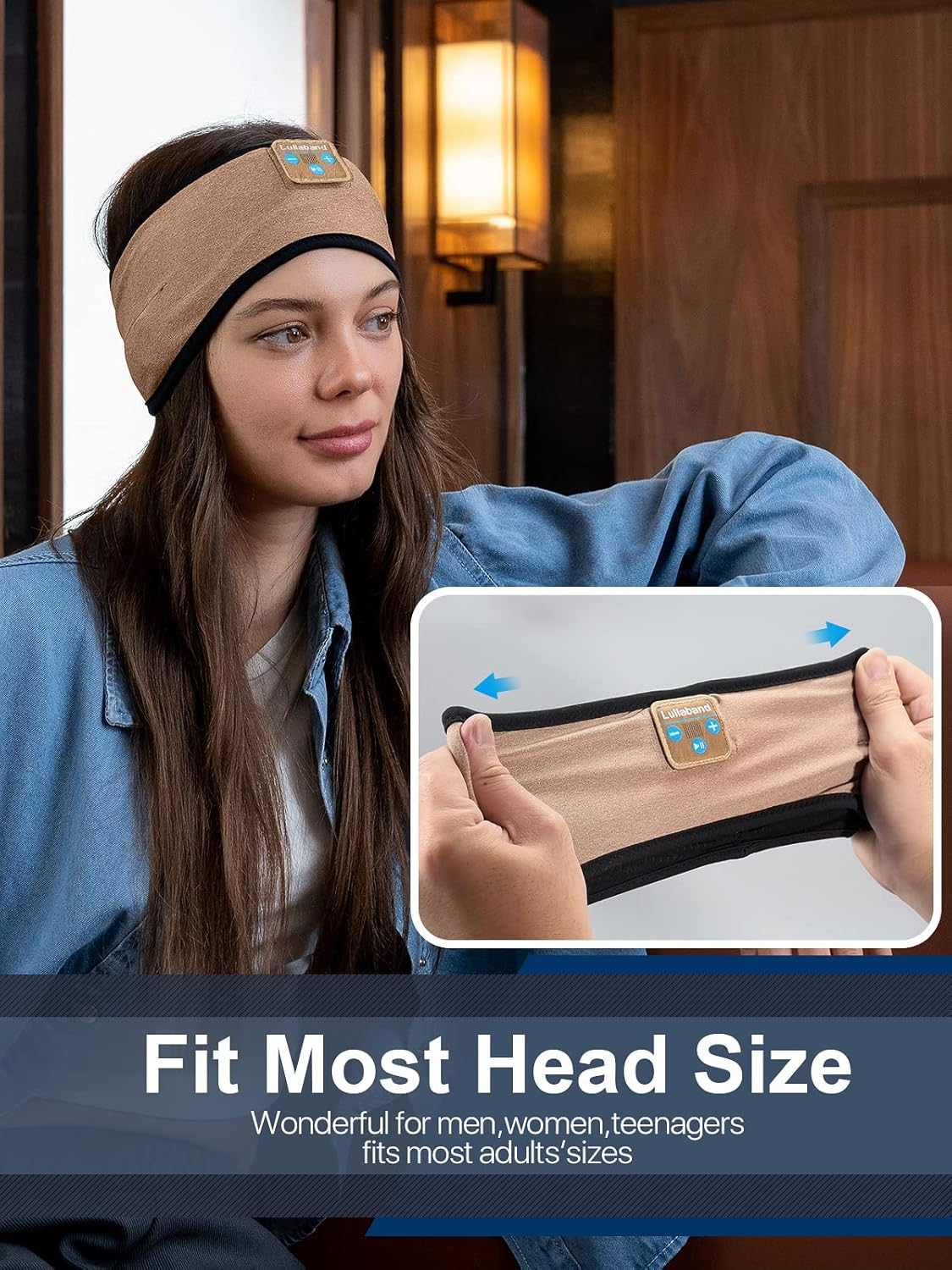 Sleep Headphones Bluetooth Headband - Wireless Music Sleeping Mask Earphones for Side Sleepers with HD Stereo Speaker Tech Gadgets Gifts for Travel Workout Sports Meditation Yoga Housework