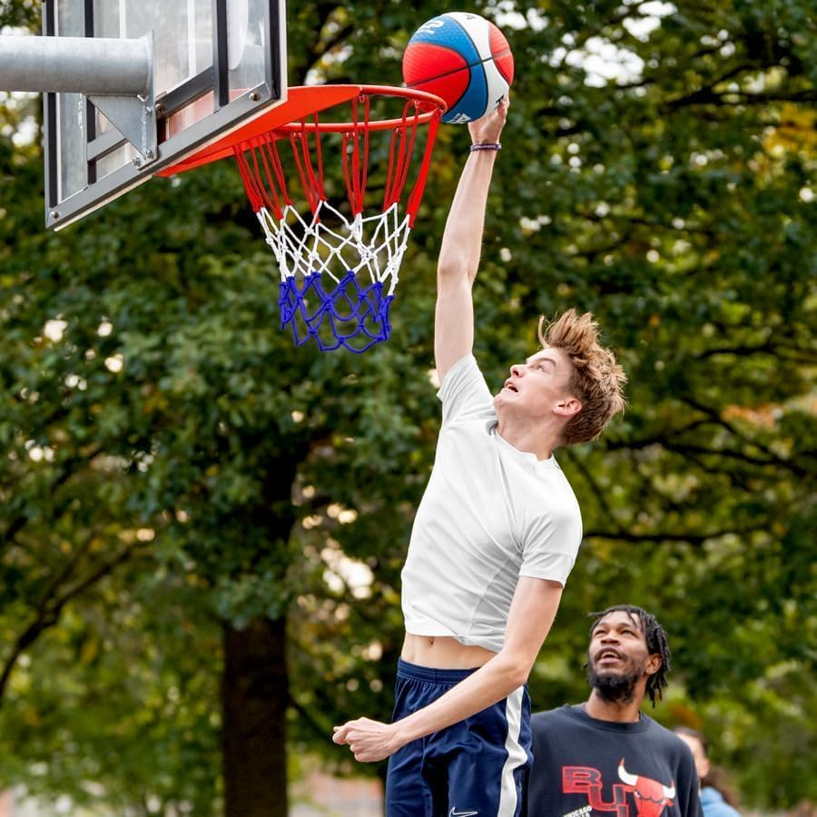 Shuoteng Basketball Hoop Ring Rim Goal Net, 1Pc Heavy Duty Basketball Hoop Net, Polyester Braided Multicolor Basketball Net Replacement image number 6