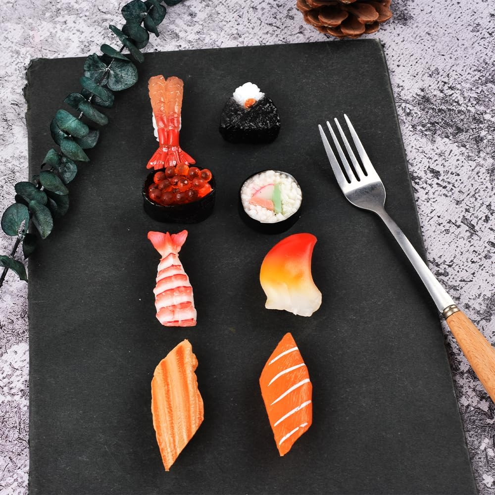 HUIANER Fake Sushi 8Pcs Artificial Food Realistic Onigiri Dessert Simulation Sushi Model Food for Decoration Display Props Model Rice Roll