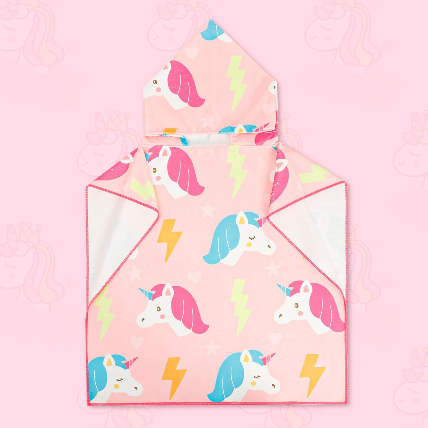 KAKU NANU Hooded Poncho Towels for Kids Beach Swimming Poncho Pink Unicorn Hooded Robe Girl Beach Poncho Pink 2 3 4 5 6 Years image number 4