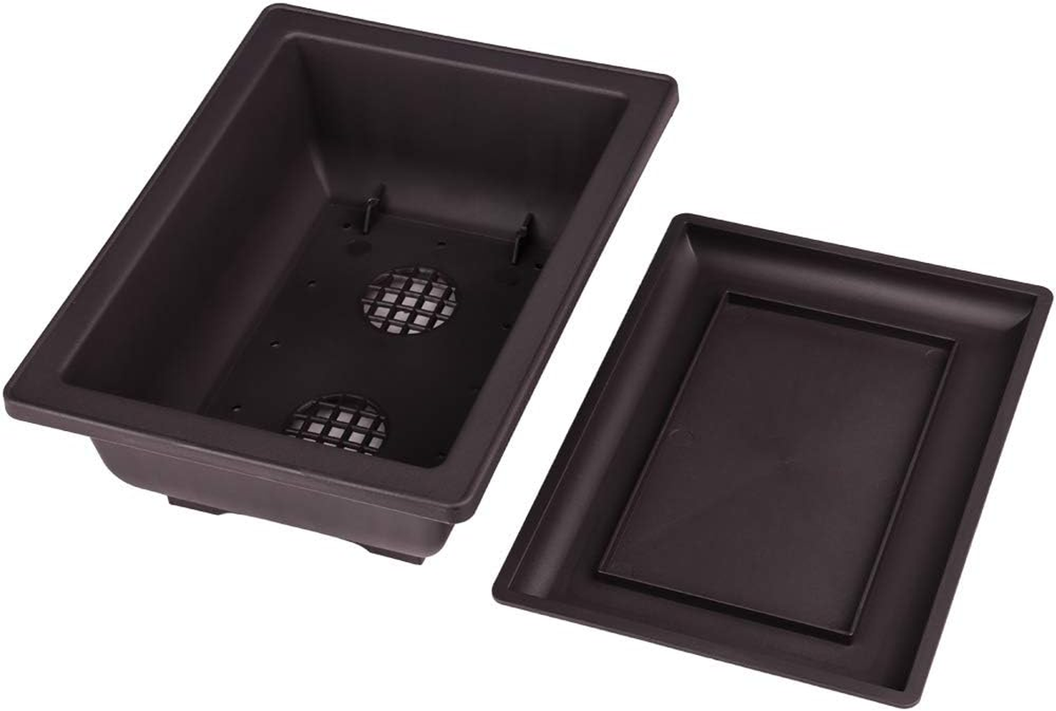 6Pcs/Pack Retro Style Basin Larger Plastic Flower Pot Planters Bonsai Plant Bowl Nursery Pots Plastic Bonsai Training Pots Rectangle Large:8.9"