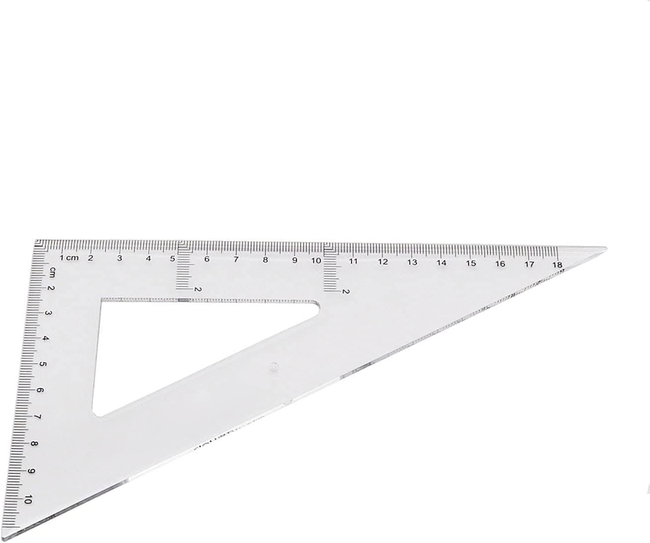 Pack of 2 Transparent Triangle Plastic Ruler Scale Set Square:30/60 Degree & 45/90 Degree Angle Acrylic Architectural Drawing Drafting Tool School Classroom Kids Triangular Rulers image number 1