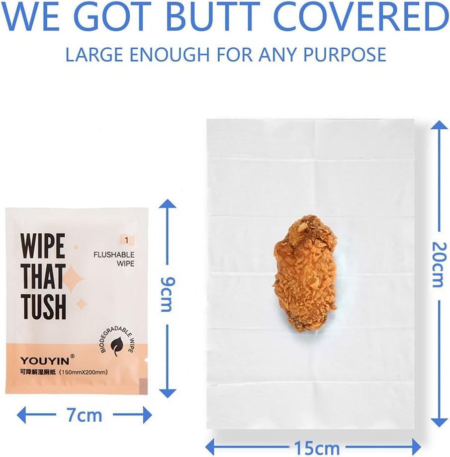 Flushable Toilet Tissue Wipes,30 Pcs Toilet Wet Paper Bulk Individually Wrapped Wipes,Pocket Size Travel Bathroom Daily Use Butt Body Hand Face Wipes for Women Men,Septic and Sewer Safe image number 1