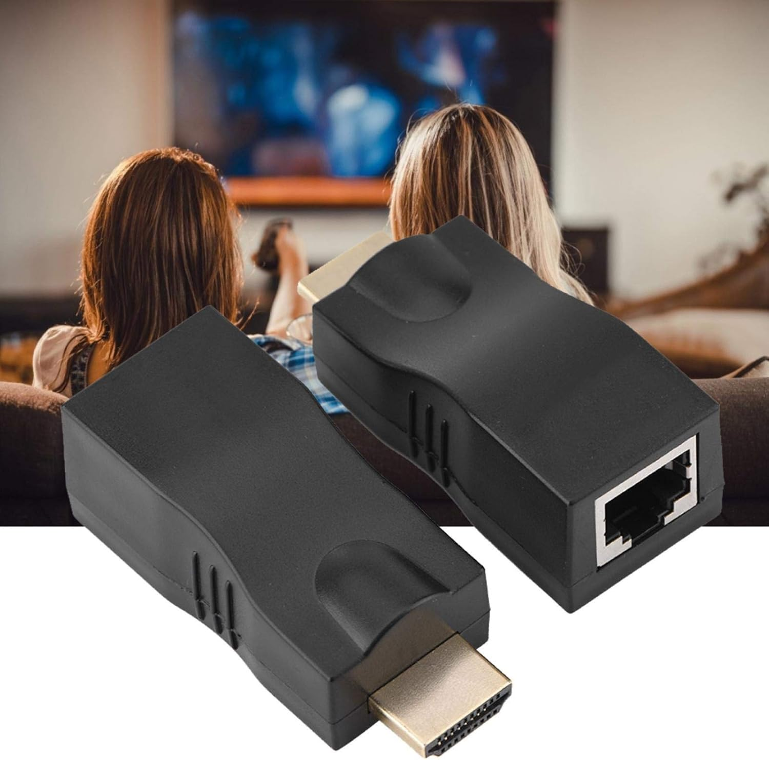 Dilwe HDMI to RJ45 Converter, 30M Lossless Single Cable Extender, 4K * 2K HDMI to RJ45 Conversion Adapter, Supports HDMI1.4 3D 1080P, Plug and Play, Stable Transmission image number 1