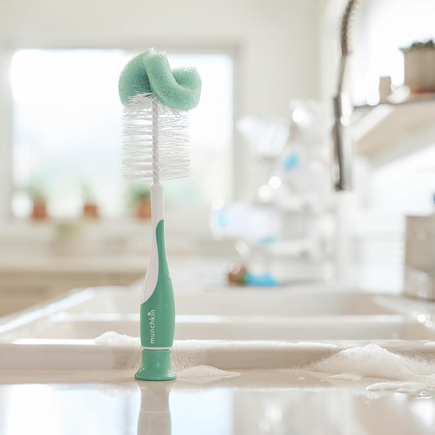 Munchkin Sponge Bottle Brush, Pack of 2, Blue image number 3