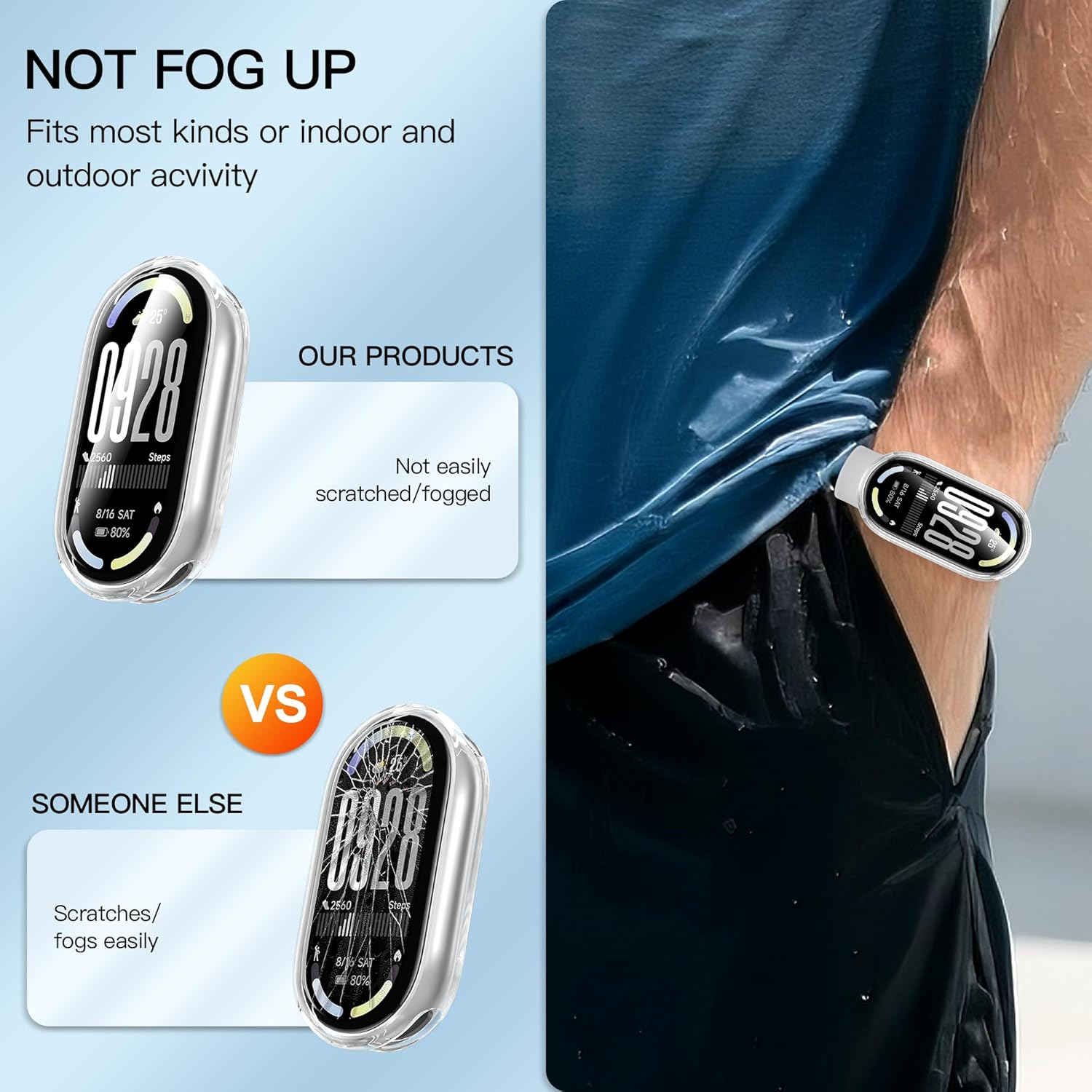 Diruite Pack of 3 Case for Xiaomi Smart Band 10, Protective Case, Soft TPU, Shockproof Screen Protector Case, Transparent, Transparent