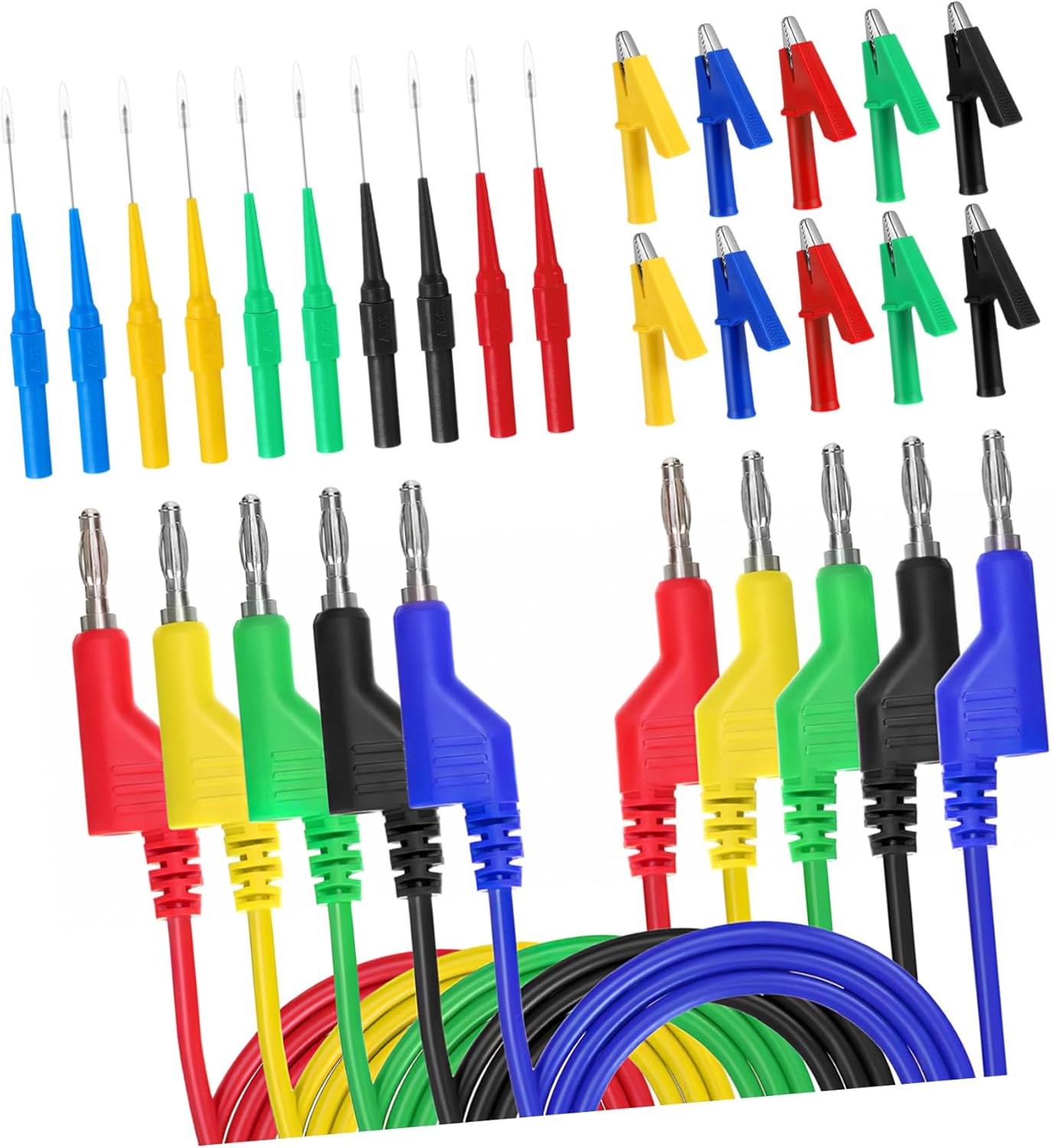 ROMISBABA Alligator Clips and Test Probes Electrical Test Leads Kit with Multimeter Banana Plug Wires, Suitable for Automotive and Electrical Equipment Testing image number 4