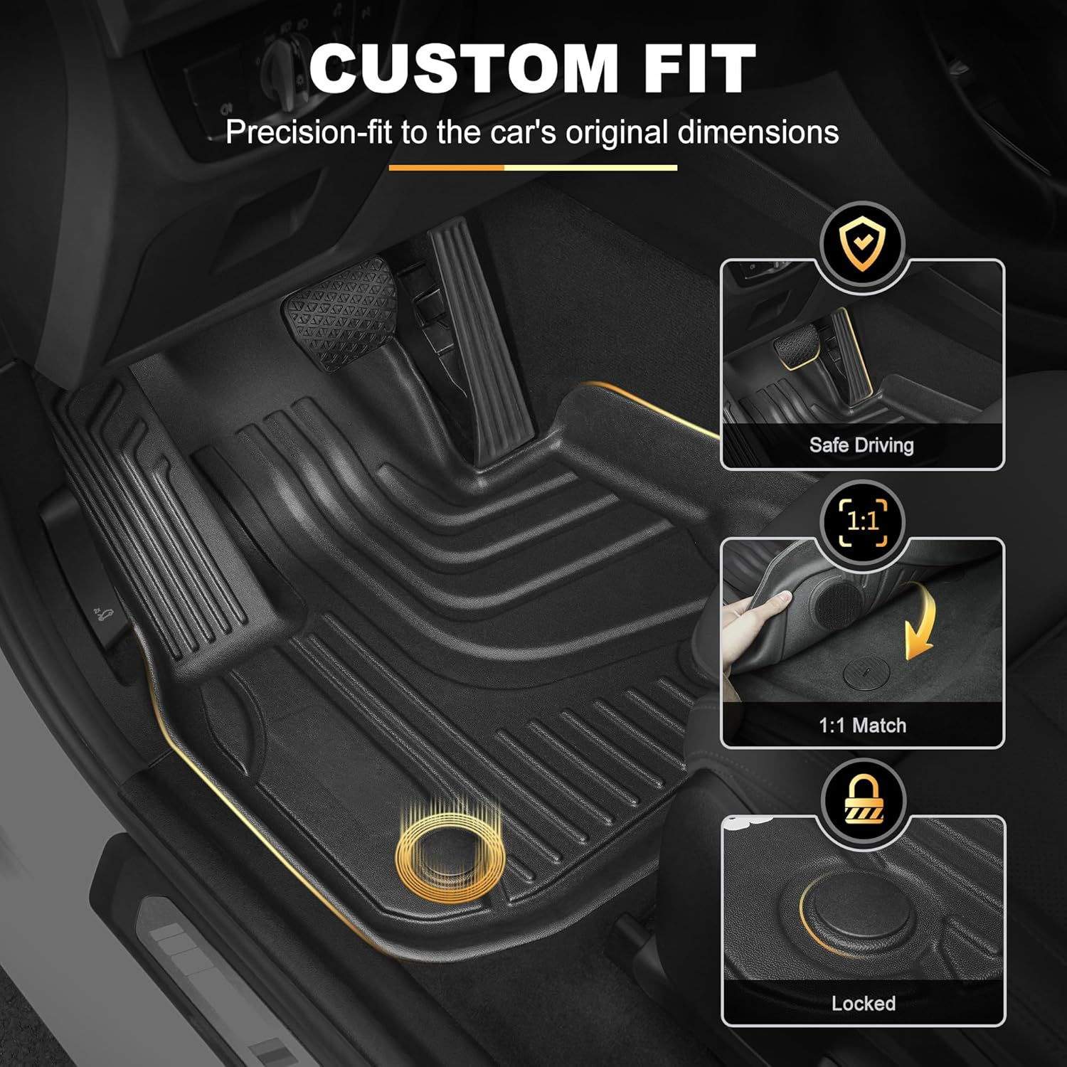 AOMSAZTO All Weather Floor Mats & Cargo Liner Trunk Set Fit for BMW X5 2014 2015 2016 2017 2018 | All Season Guard Envista Accessories Anti-Slip Floor Mats Cargo Liner image number 5