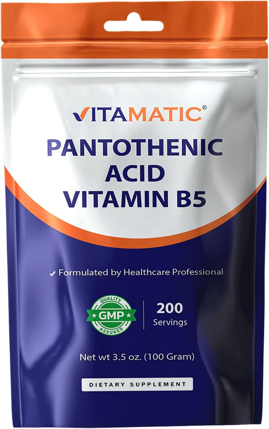 Vitamatic Pantothenic Acid Pure Powder 500 Mg per Serving - 100 Grams - Also Called Vitamin B5-200 Servings image number 4
