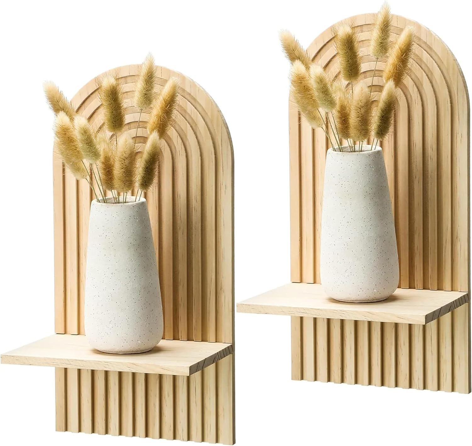 2Pcs Wall Mounted Shelves,Hanging Candle Sconce,Boho Style Display Shelf,Pine Wall Shelf,Wall Shelves Candle Holders,For Living Room Bathroom Bedroom Classroom Office Nursery,Wall Decor image number 4