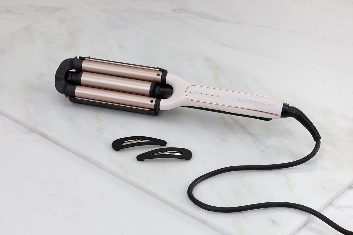 Remington Welleneisen Proluxe 4-In-1 Curling Iron [Test Winner]: Beach Waves, Natural Waves, Water Waves, Mermaid Waves (Dig. Display, Temperature Setting up to 210&deg;C) Crepe Iron, Multistyler CI91AW image number 3