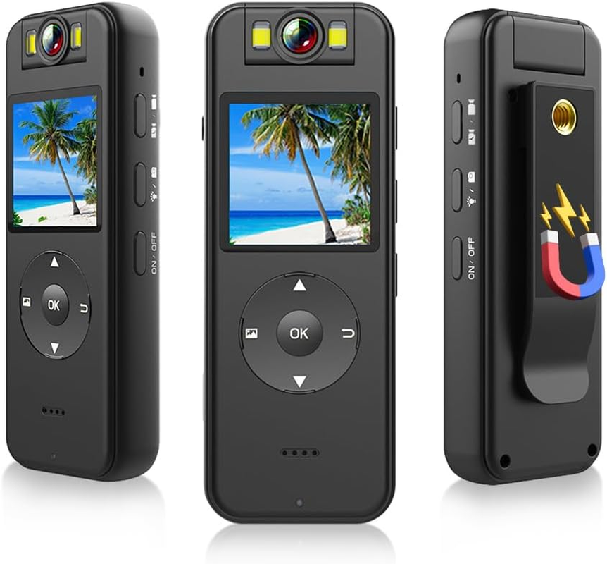 LAPOOH 4K Wifi Body Camera with Audio and Video Recording Wearable Body Cam Mini Clip-On Camera Camcorder with 180&deg; Rotatable Lens LED Fill Lights Speaker Magnetic Back Clip Stand for Law image number 4