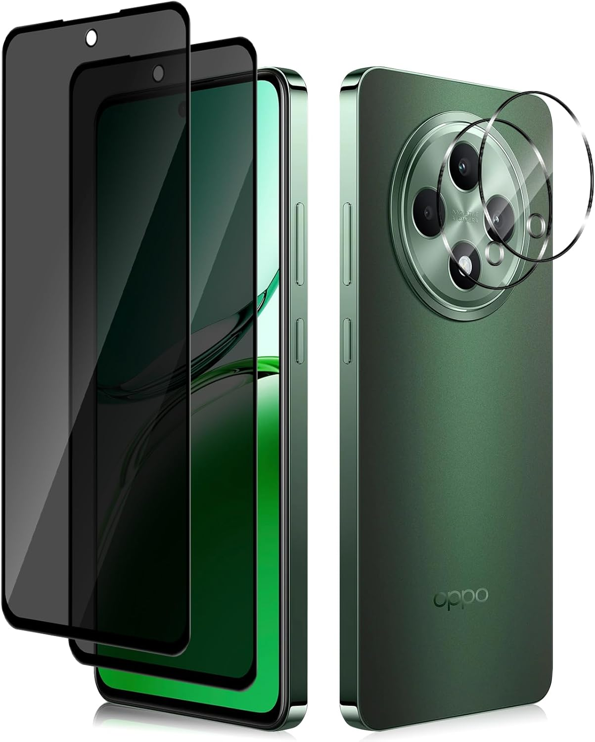 Hinzann Privacy Screen Protector for OPPO Reno 12 F 5G, Pack of 2 Anti-Spy Tempered Glass Protection + 2 Camera Protection, 9H Hardness Privacy Screen, Scratch-Resistant Privacy Screen Protector For image number 6