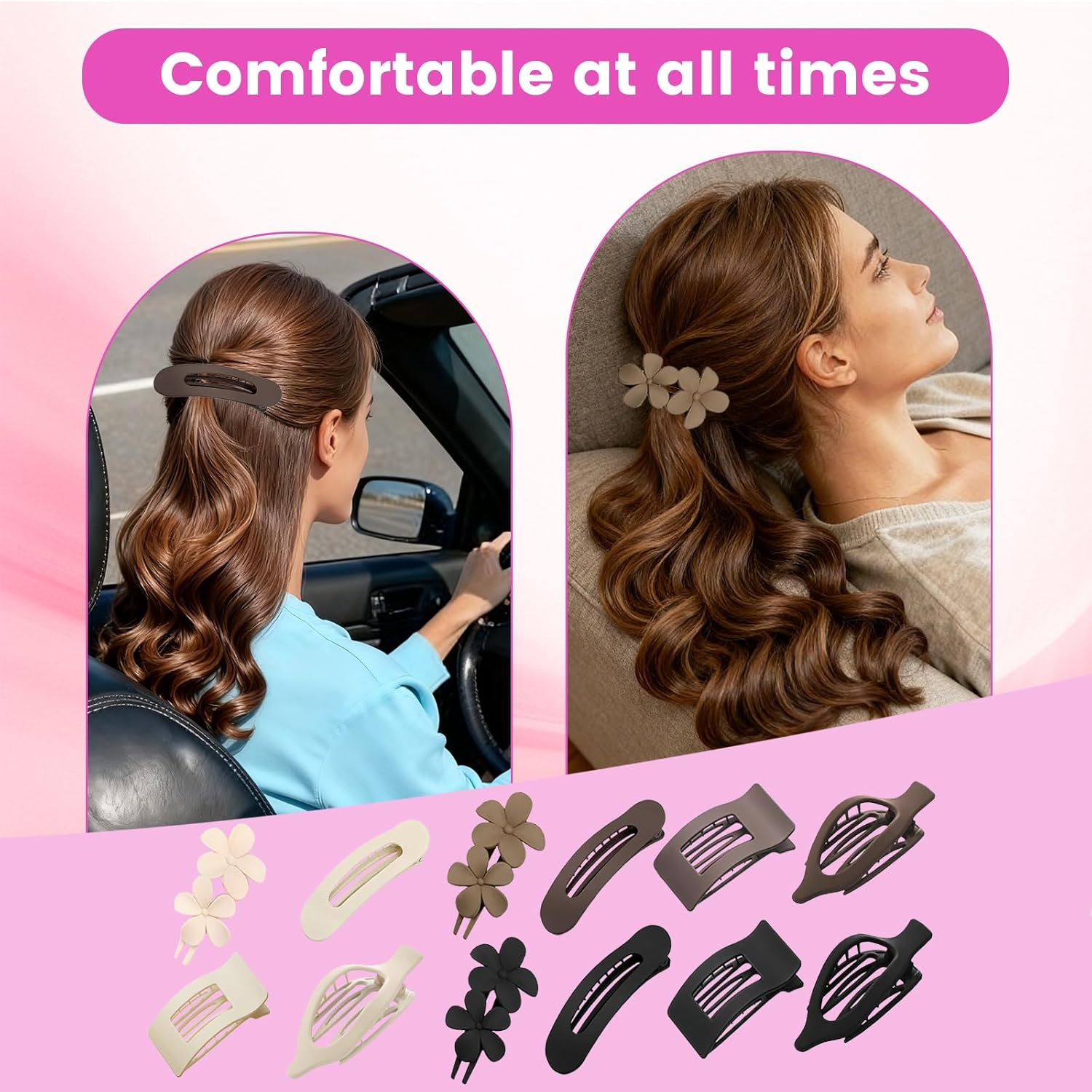 FOLAI 12 Pcs Hair Clips Set Hair Clips Strong Hold for Daily Use Office image number 5