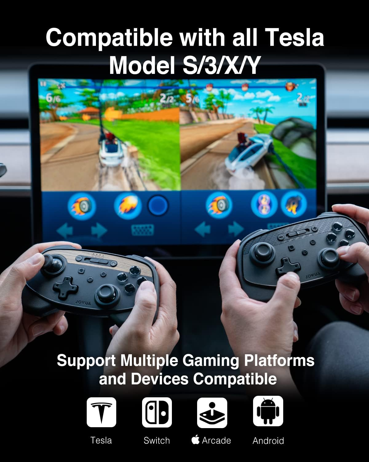 Jowua Multi-Device Wireless Controller Compatible for Tesla 2025 New Model Y Model 3/Y/S/X/Cybertruck Compatible for Switch, One Controller Set, SPECIAL PROGRAMMED and DESIGN for TESLA WOOD image number 6