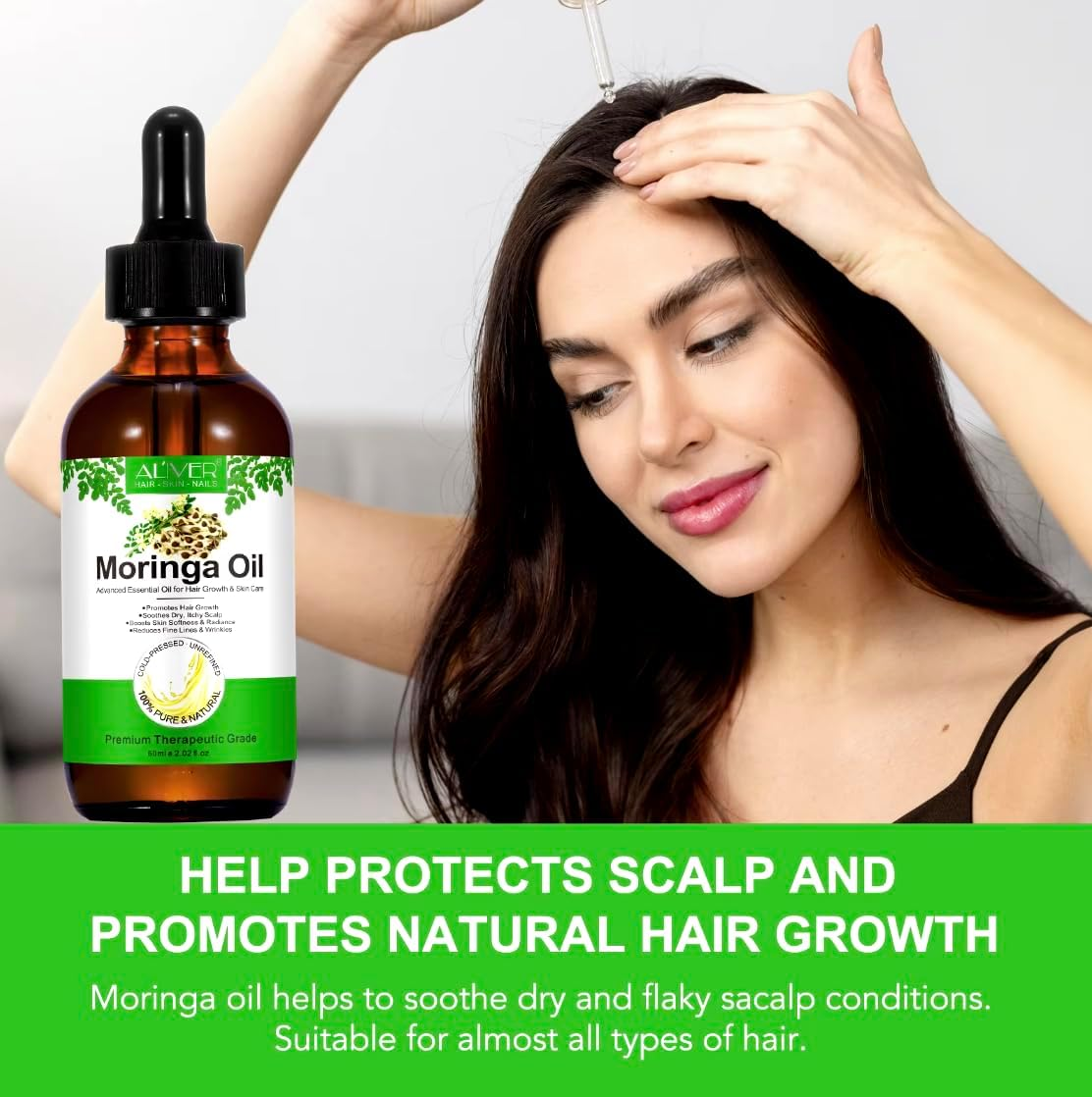 PREMIUM Moringa Oil | Hair Growth. 100% Natural Organic Pure Cold Pressed. Repair - Restore - Regrow - Treatment- Anti-Hair Loss - Skin Care - anti Aging. Scalp + Eyebrow + Eyelash image number 4