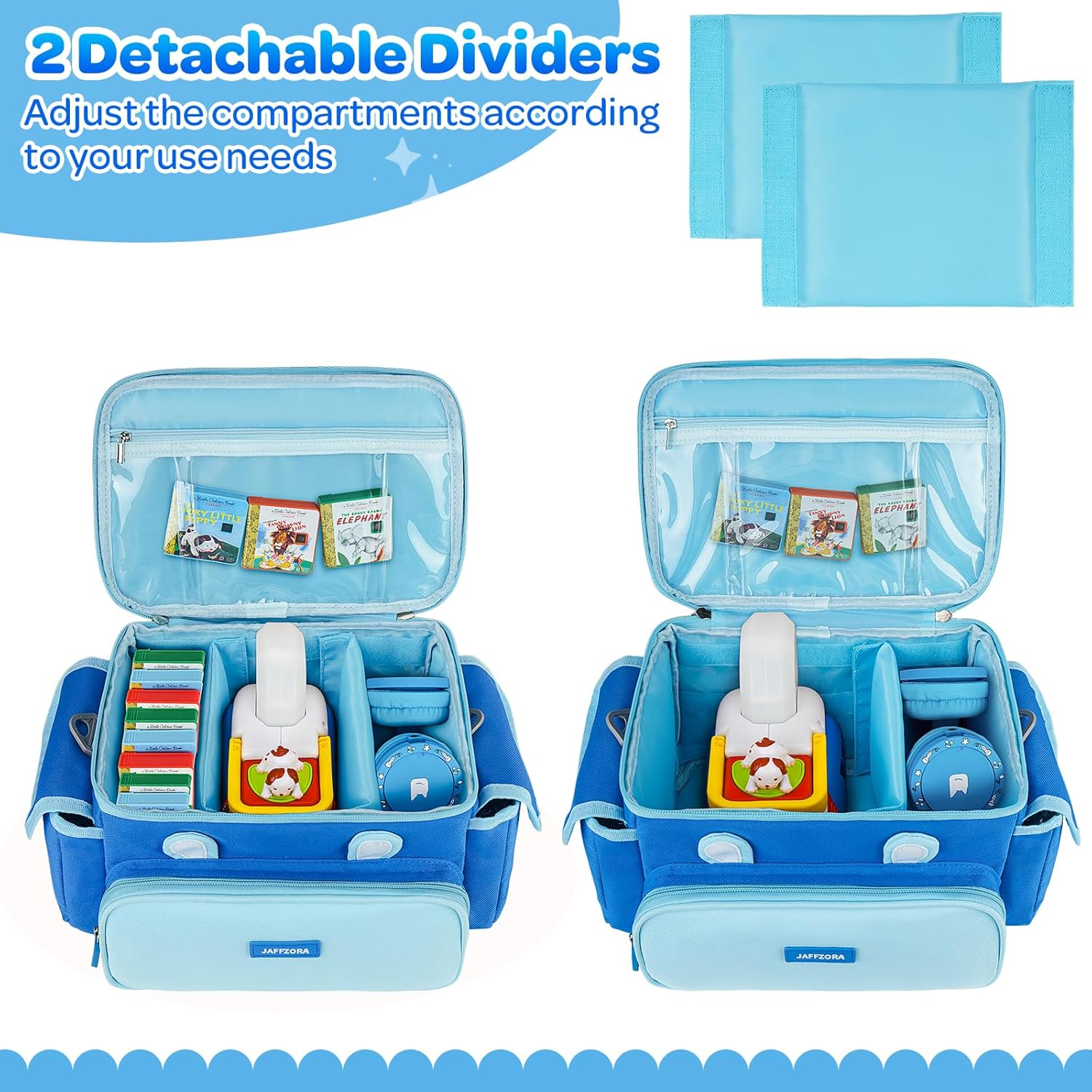 Carrying Case Fit for Little Tikes Story Dream Book Machine Starter Set, Cute Storage Bag Compatible with Toniebox, Storypod Audio Player and Accessories, Blue (Bag Only) image number 6