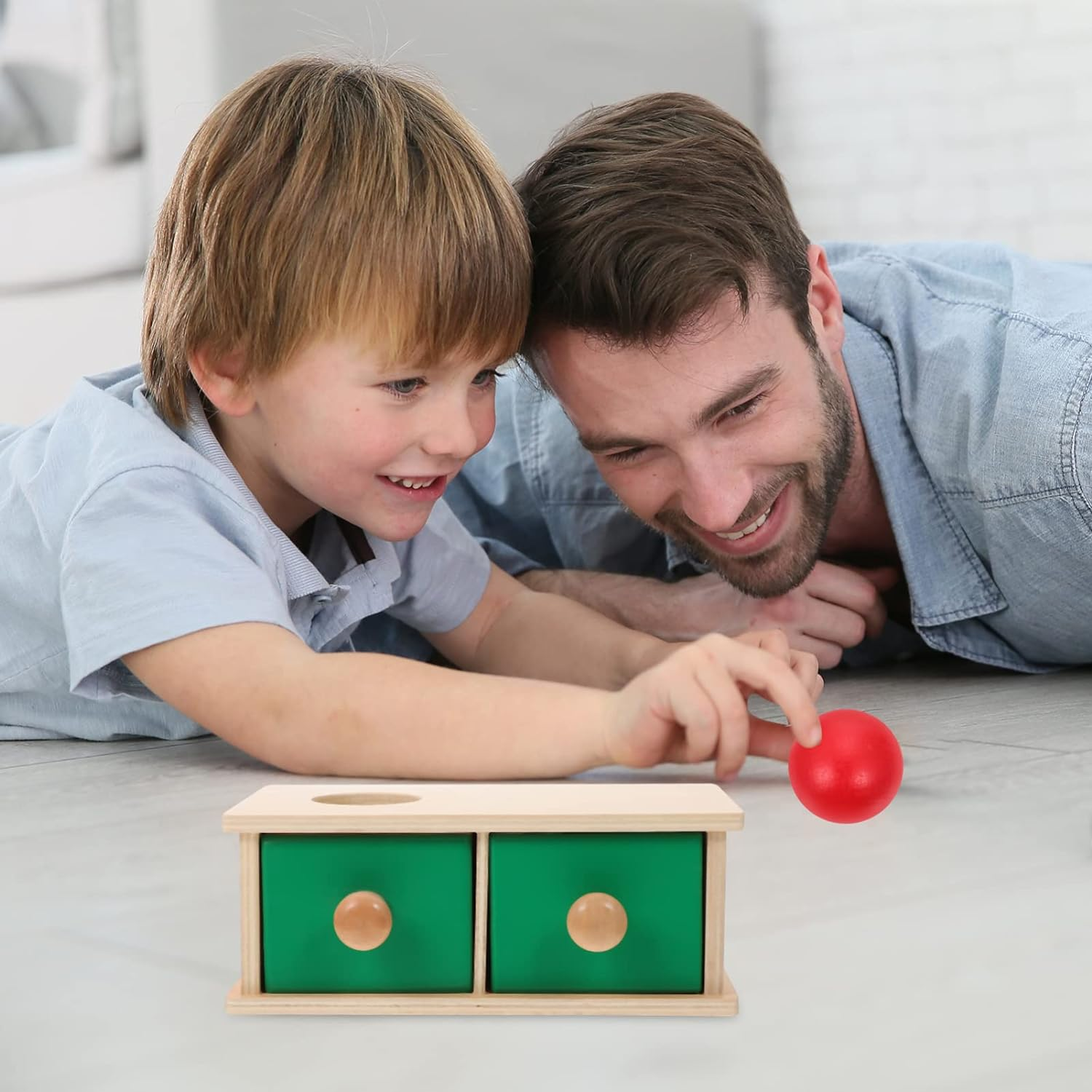 Toddmomy Montessori Infant Coin Box Baby Coin Box Toy Wooden Coins Balls Matching Box Montessori Toy Object Permanence Box for Toddler Baby Preschooler image number 1