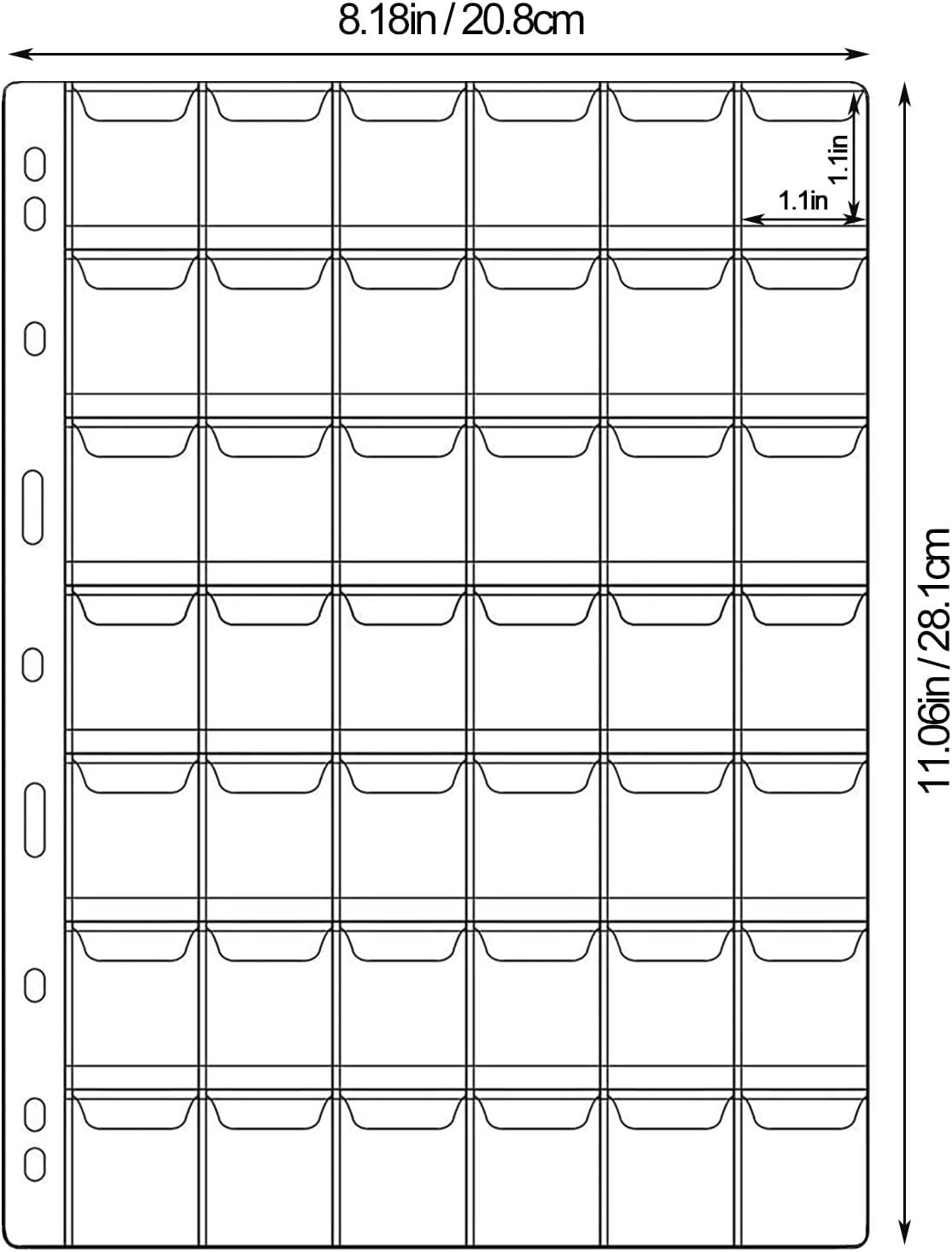 42-Pocket Coin Pages for Collectors, Standard 9-Hole Coin Collection Pages Fit Most Binder, Coin Collecting Supplies, Coin Sleeves for Stamp, Badges Etc image number 1
