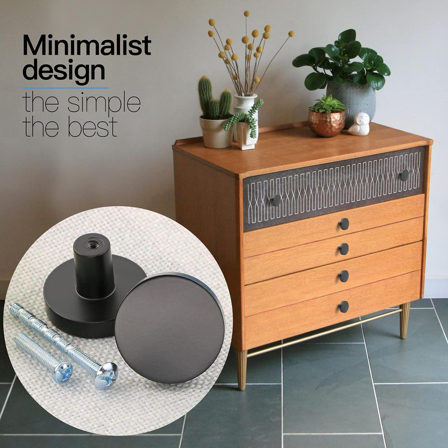 Masendelk Matte Black Drawer Knobs, 12Pcs Kitchen Cabinet Knobs Modern Dresser Decorative Pulls round Furniture Handles for Cabinets Cupboards MINYH2022031702 - 003 image number 1