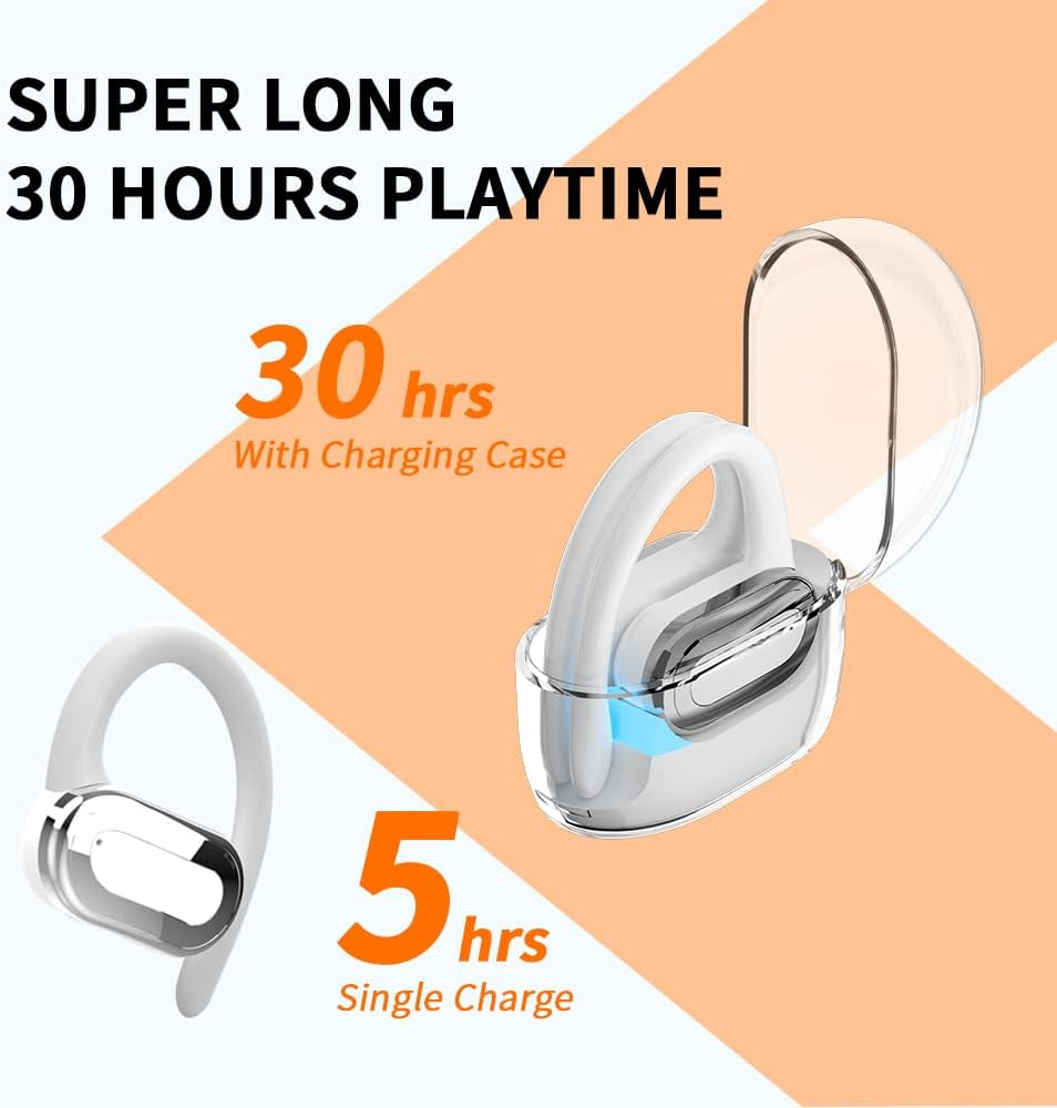 Slub Open Ear Bluetooth Headset, Bluetooth Wireless Sports Headset, Air Lining, Bluetooth 5.3, IPX5 Waterproof for Running, Fitness and Gaming (Black) - Black image number 5