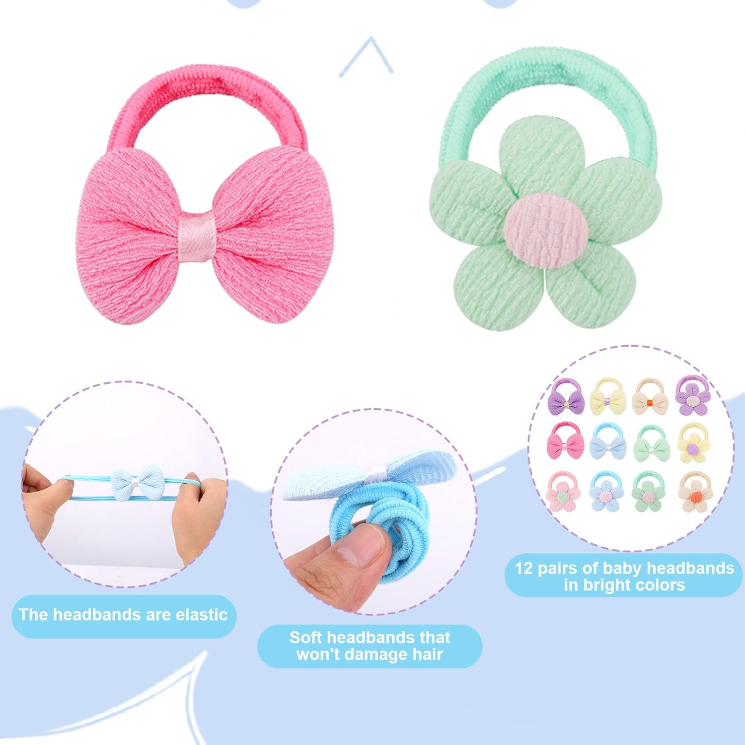 24Pcs Toddler Hair Bows, Elastic Toddle Hair Ties Toddler Flower Hair Accessories Butterfly Hair Clips Cute Hair Ties Baby Hair Bows for Little Girls Hair Ponytail image number 1