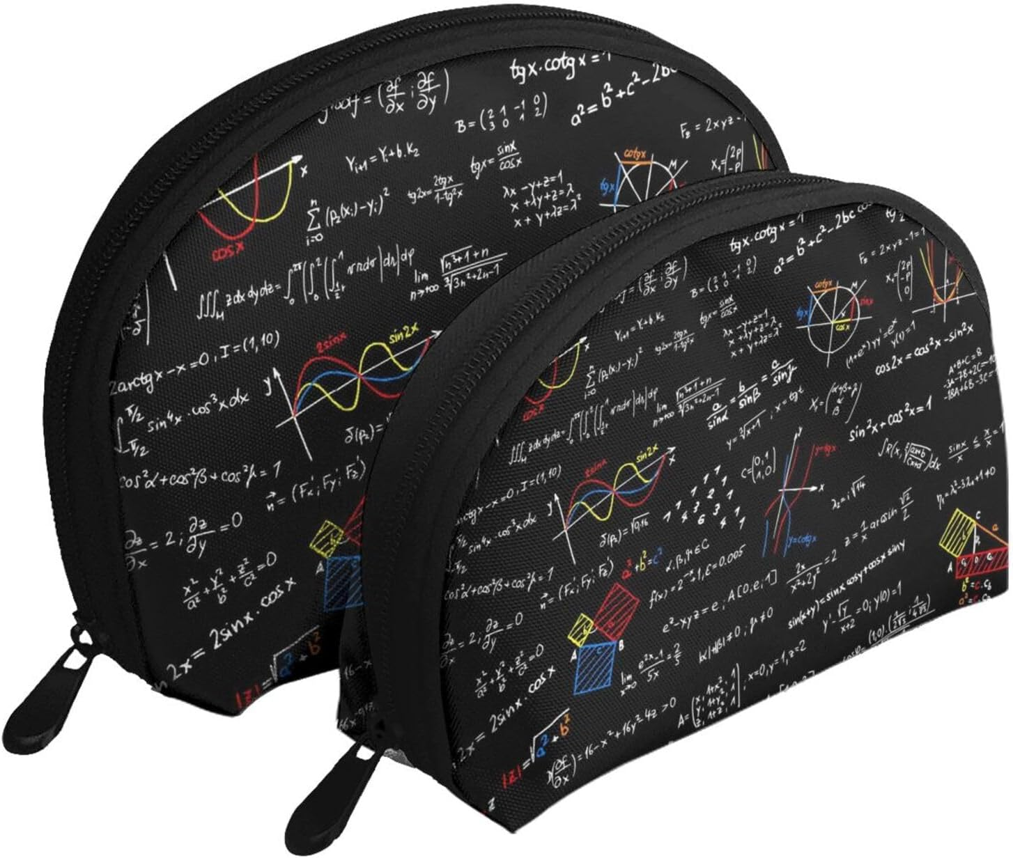 Cozimangoe Coin Pouch Makeup Bags Set, 2 Piece Shell Shape Cosmetic Bag with Pockets for Daily Travel Handbag Lipstick Keys Toiletry, Personalized Math Equation Math Formulas image number 3