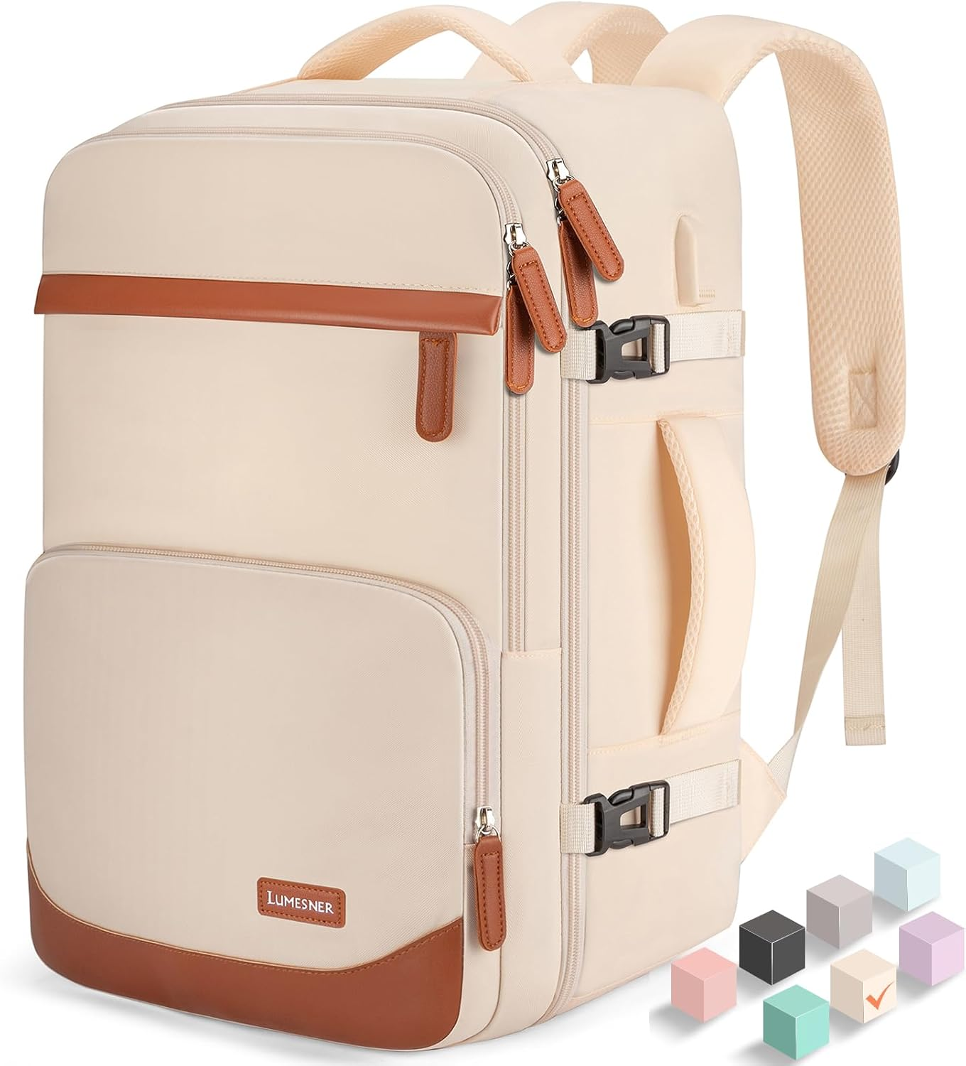 Velaybor Travel Backpack with USB Charging Port|Waterproof Carry-On Bag|Business Laptop Backpack for Men & Women