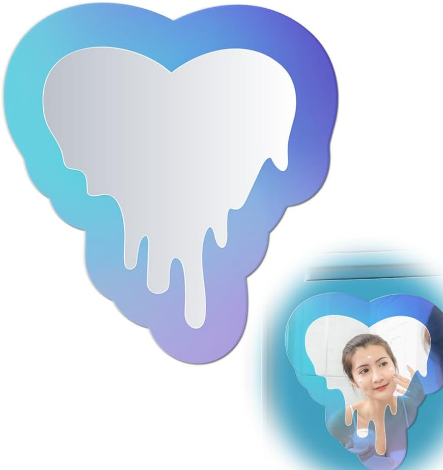 IONPSHG Iridescent Acrylic Mirror Decor Wavy Aesthetic Irregular Magnetic Locker Mirror Frameless Vanity Mirror Non Glass Rainbow Makeup Mirror Decor School Office Locker Cabinets Refrigerators image number 2