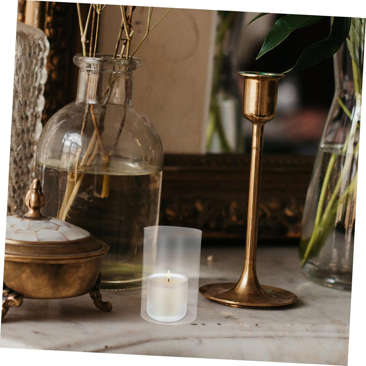 RORPOIR 2Pcs Glass Candle Open Ended Candle Shades for Pillar and Windproof Holders for Home Decor image number 3