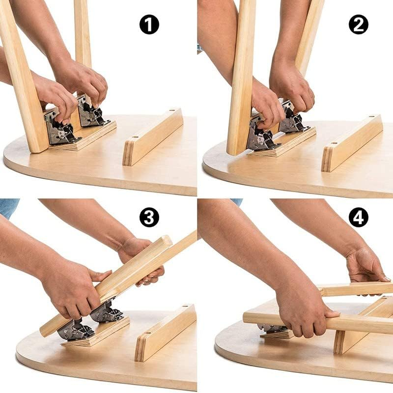 4 * 90 Degree Folding Table Leg Brackets Self Lock Foldable Hinge DIY Heavy Load, Cold Rolled Plate Construction, 2.68X2.48 Inch image number 5